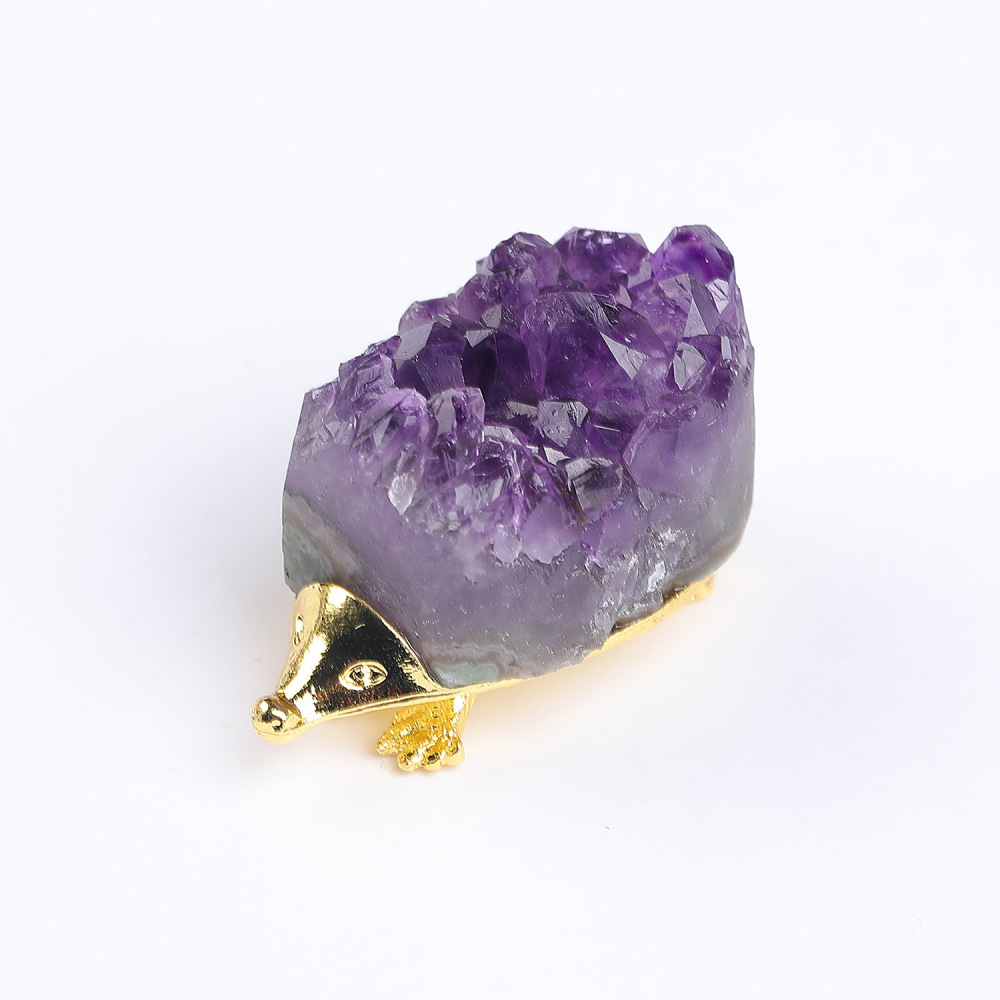 Druzy Crystal Hedgehog Miniature Figurines Animals Ornament Home Decoration
