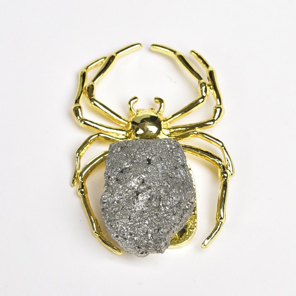 Druzy Pyrite Spider Miniature Figurines Animals Ornament Home Decoration