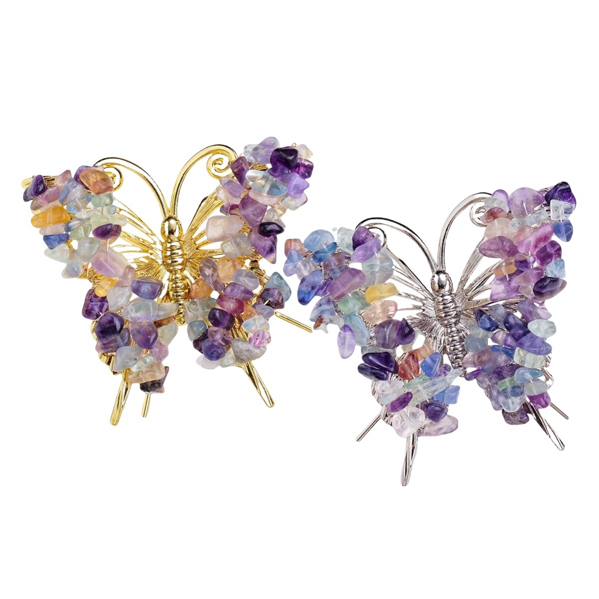 Fluorite Butterfly Gemstone Decor for Office Table Home Chip Stone  Animal Ornament Decoration