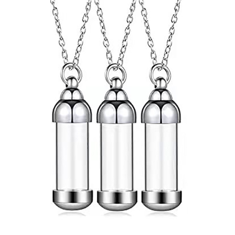 Vial Necklace Wishing Bottle Pendant DIY Jewellery Openable Screw Cap Steel Chain Lucky Charm Jars for DIY Jewelry Making