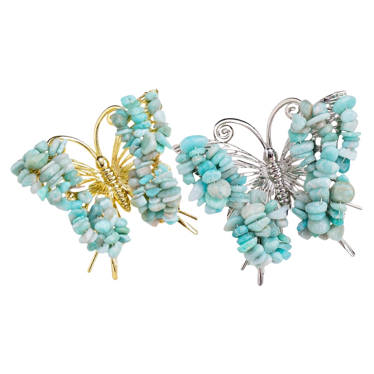 Amazonalite Butterfly Gemstone Decor for Office Table Home Chip Stone  Animal Ornament Decoration