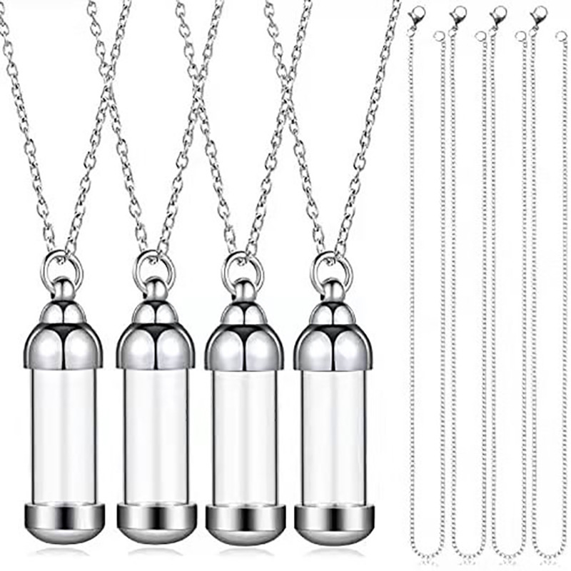 Vial Necklace Wishing Bottle Pendant DIY Jewellery Openable Screw Cap Steel Chain Lucky Charm Jars for DIY Jewelry Making