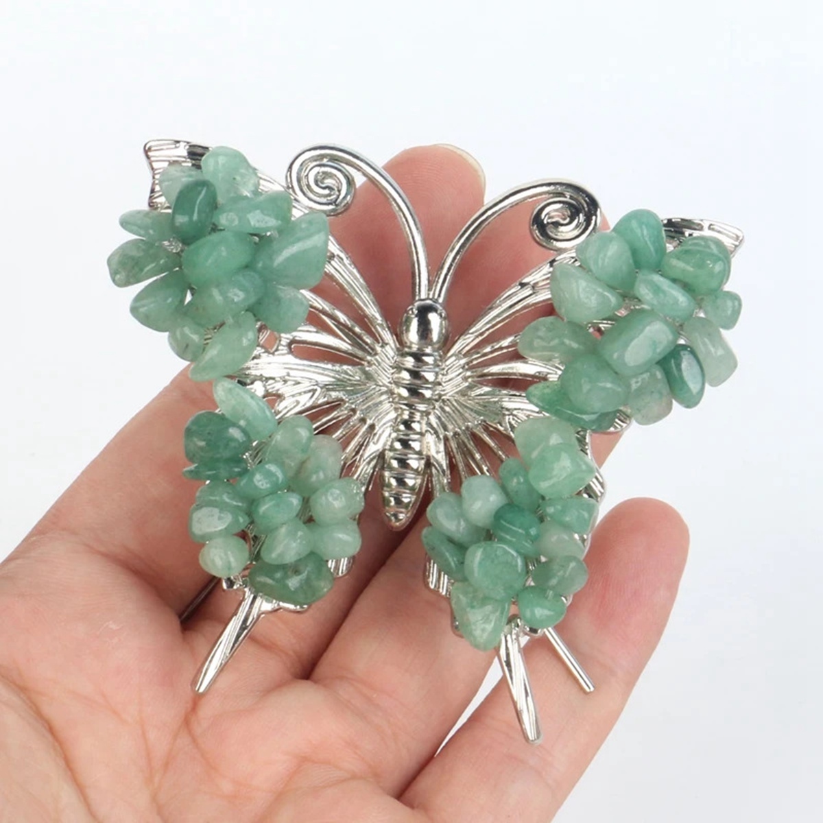 Green Aventurine Butterfly Gemstone Decor for Office Table Home Chip Stone  Animal Ornament Decoration