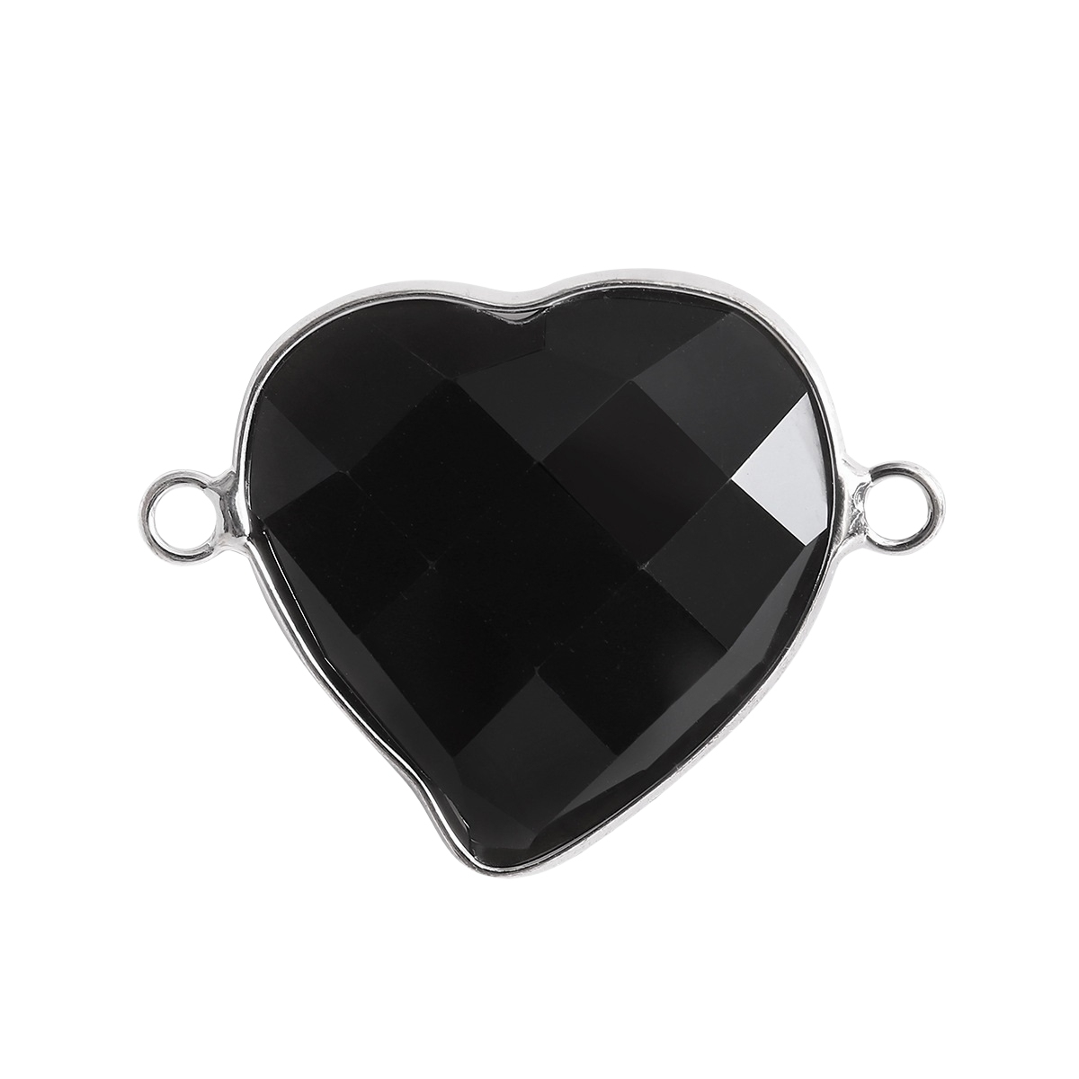 Faceted Gemstone Heart Connector for Jewelry Making 25mm Stone Pendant Links with Double Loops wrapped with brass edge