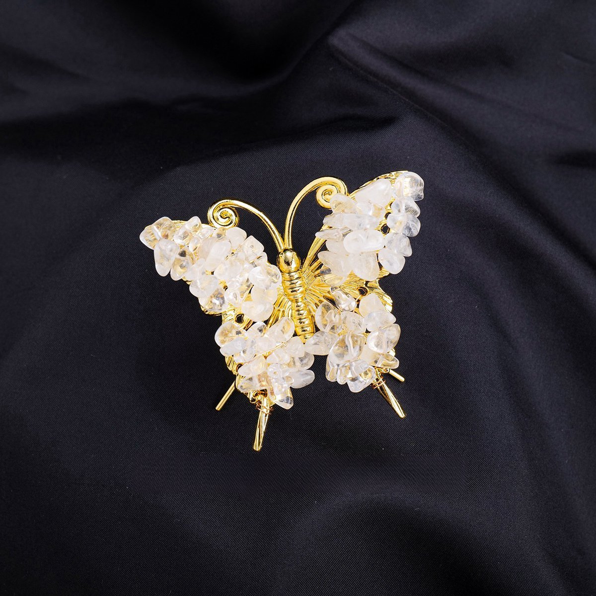 Quartz Crystal Butterfly Gemstone Decor for Office Table Home Chip Stone  Animal Ornament Decoration