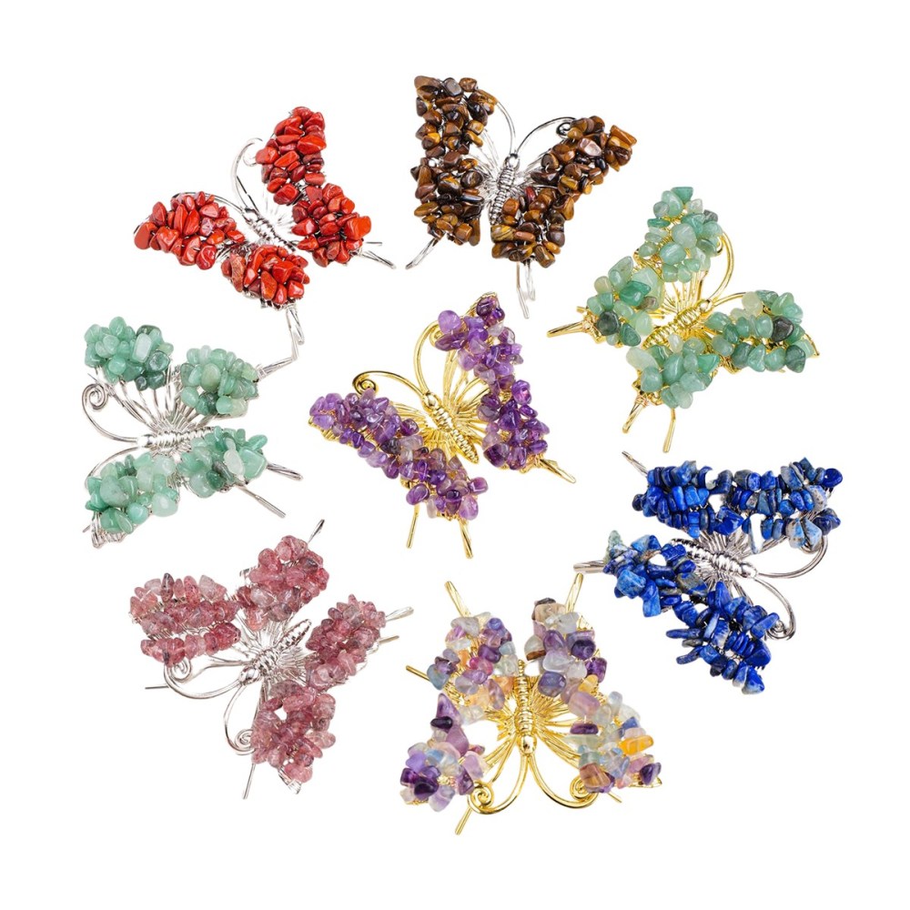 Butterfly Gemstone Decor for Office Table Home Chip Stone  Animal Ornament Decoration