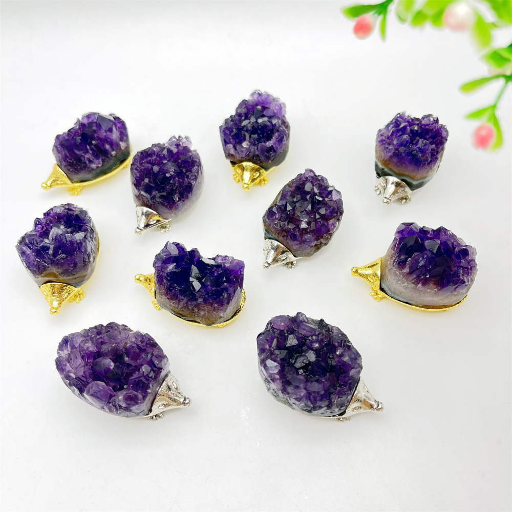 Druzy Crystal Hedgehog Miniature Figurines Animals Ornament Home Decoration