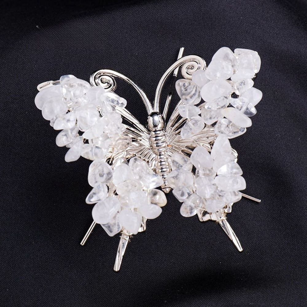 Quartz Crystal Butterfly Gemstone Decor for Office Table Home Chip Stone  Animal Ornament Decoration