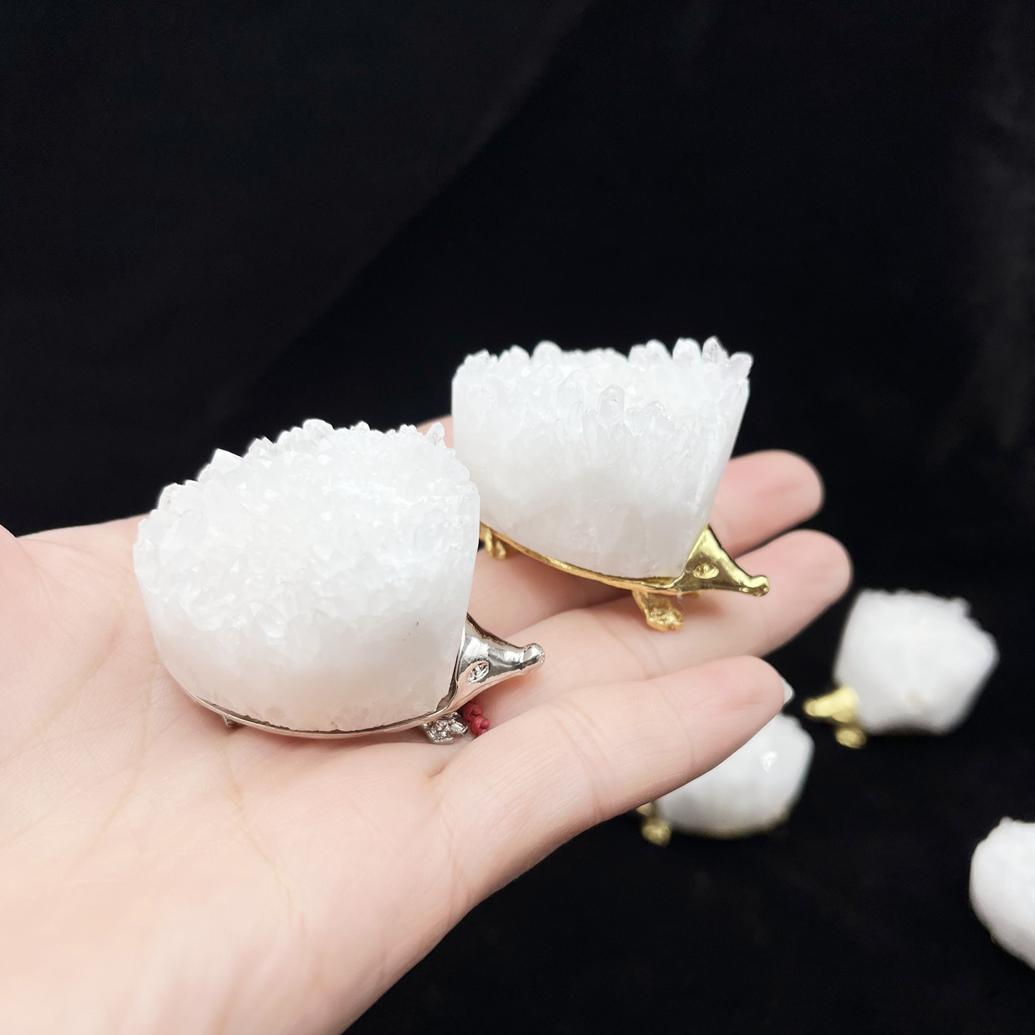 Druzy Crystal Hedgehog Miniature Figurines Animals Ornament Home Decoration