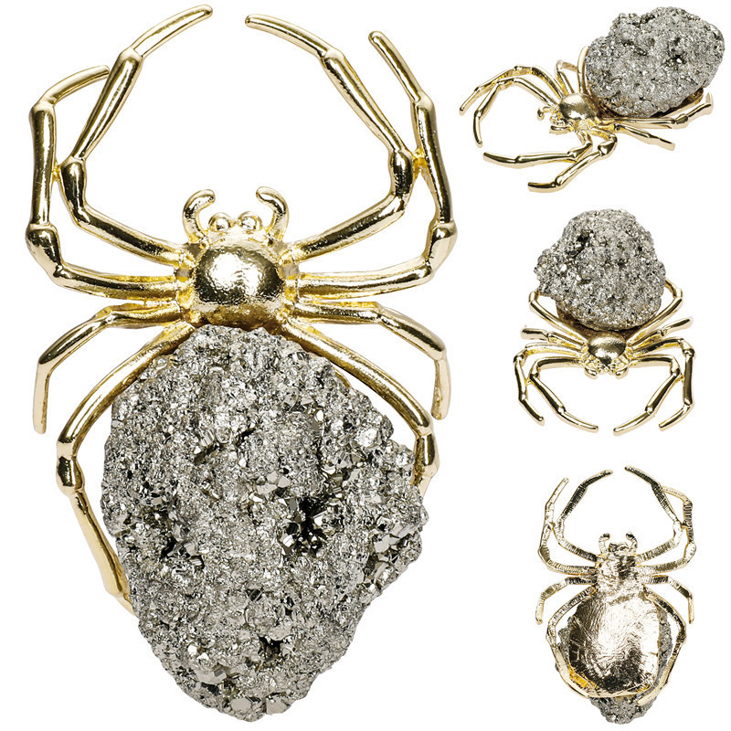 Druzy Crystal Spider Miniature Figurines Animals Ornament Home Decoration