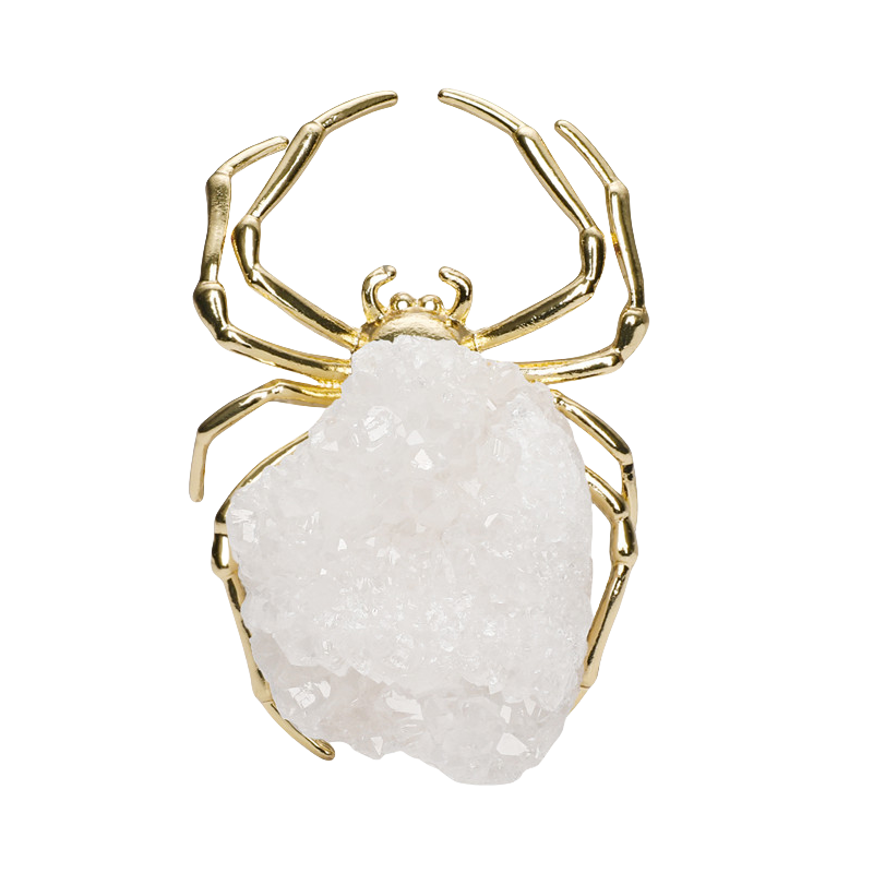 Druzy Pyrite Spider Miniature Figurines Animals Ornament Home Decoration