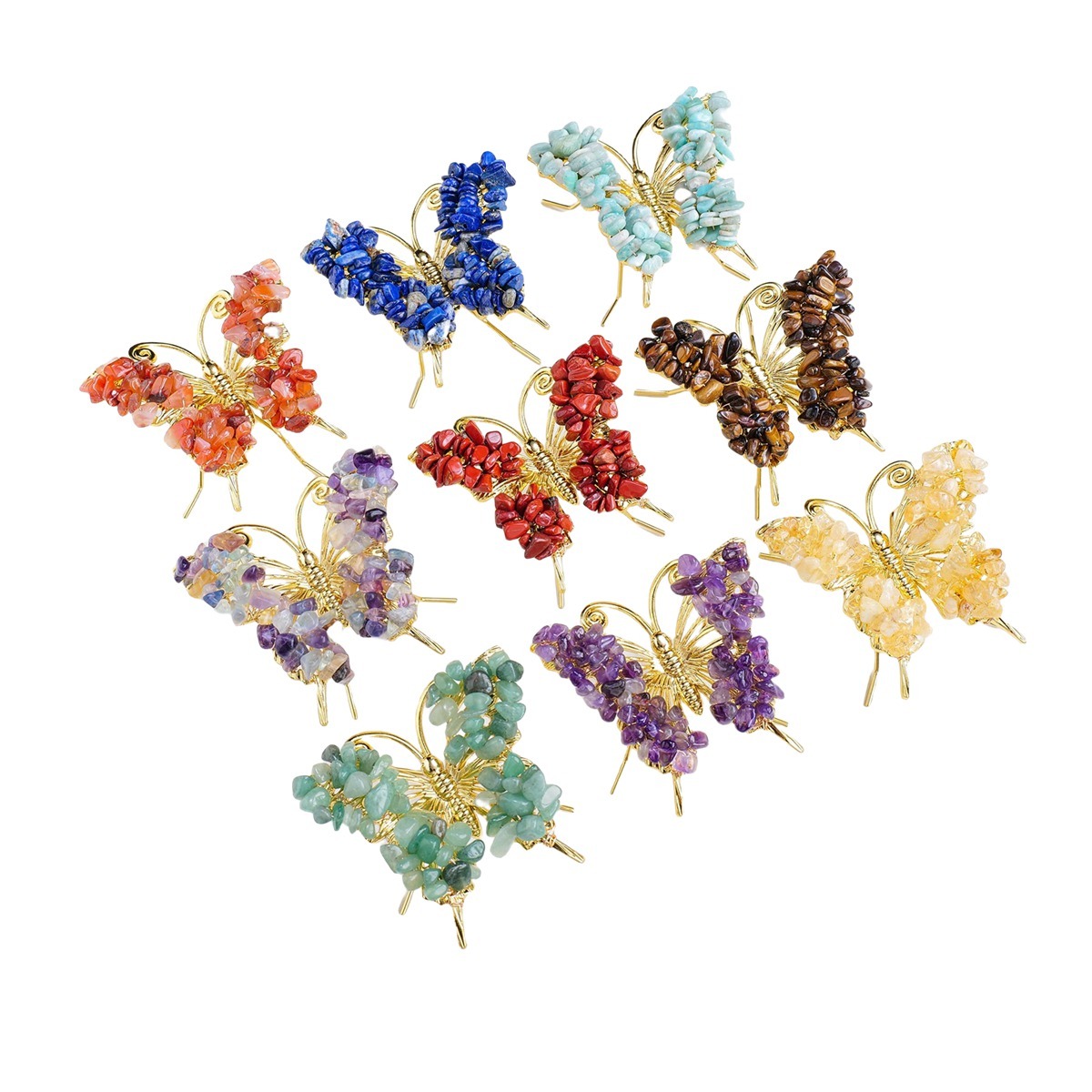 Butterfly Gemstone Decor for Office Table Home Chip Stone  Animal Ornament Decoration