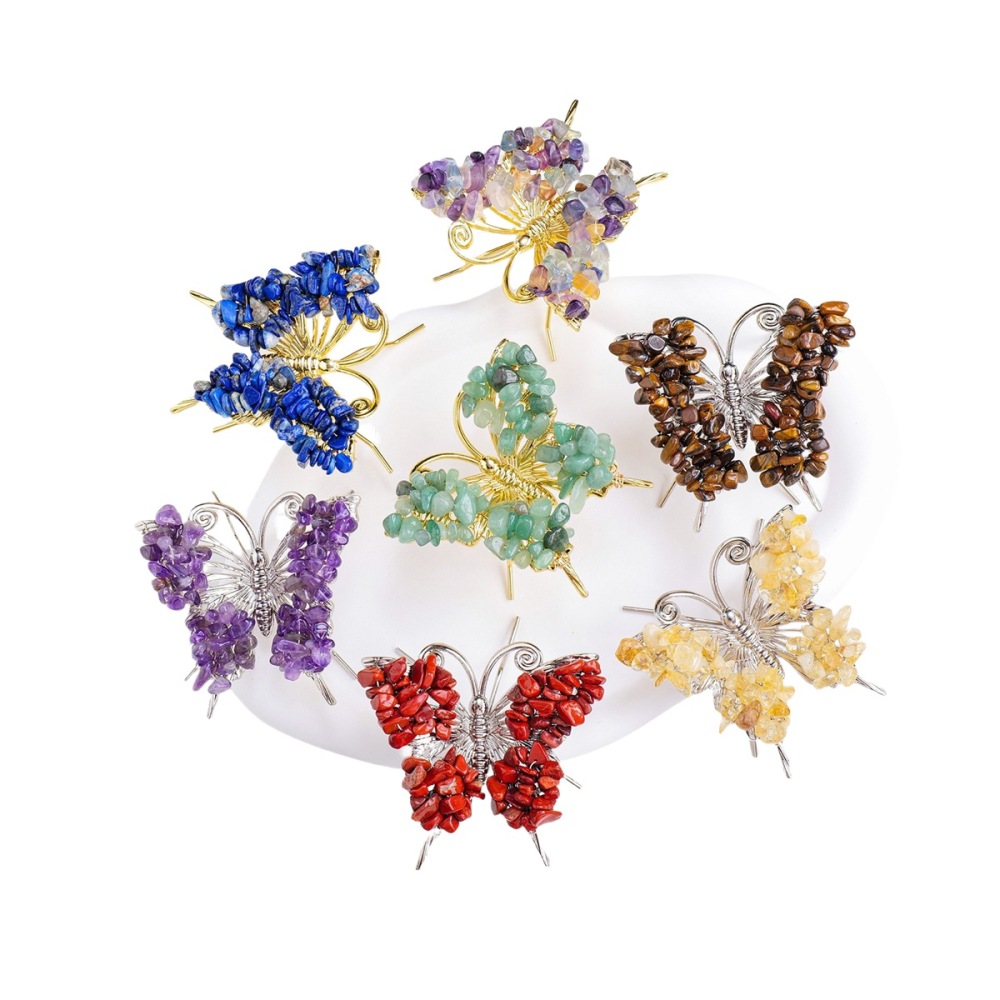 Butterfly Gemstone Decor for Office Table Home Chip Stone  Animal Ornament Decoration