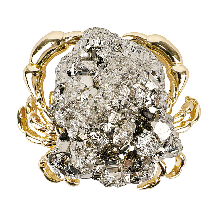 Druzy Pyrite Crab Miniature Figurines Animals Ornament Home Decoration