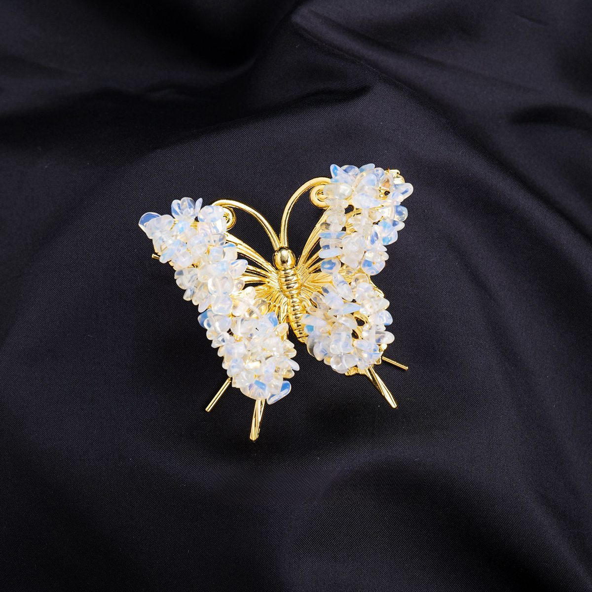 Opalite Butterfly Gemstone Decor for Office Table Home Chip Stone  Animal Ornament Decoration