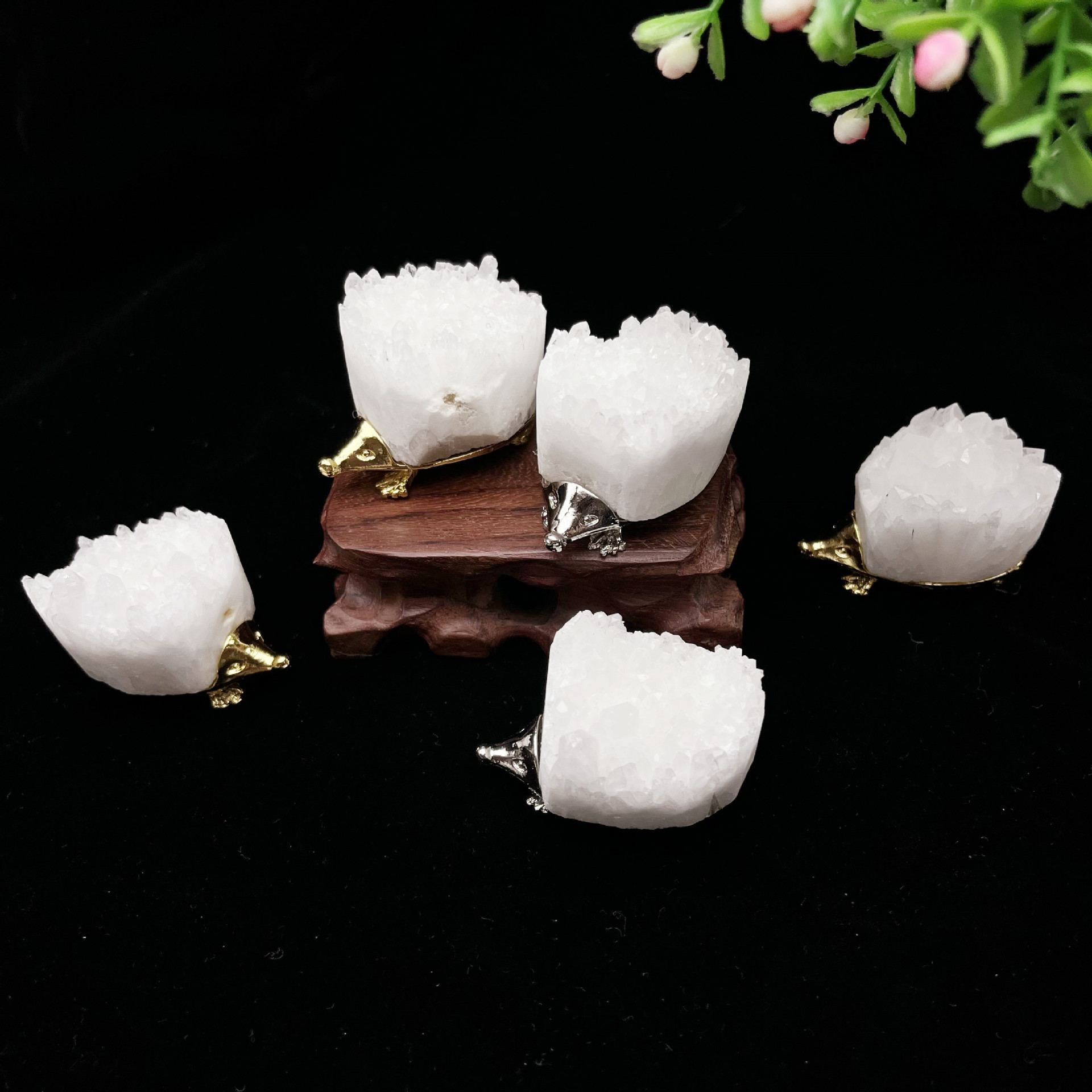 Druzy Crystal Hedgehog Miniature Figurines Animals Ornament Home Decoration