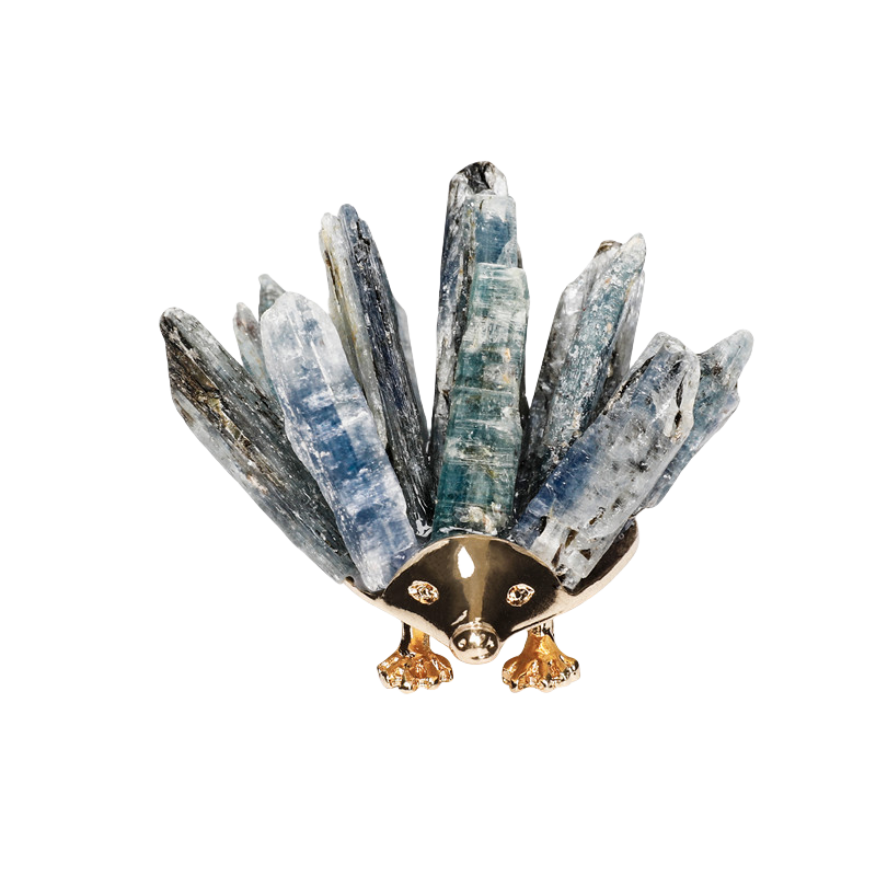 Kyanite Cluster Hedgehog Miniature Figurines Animals Ornament Home Decoration