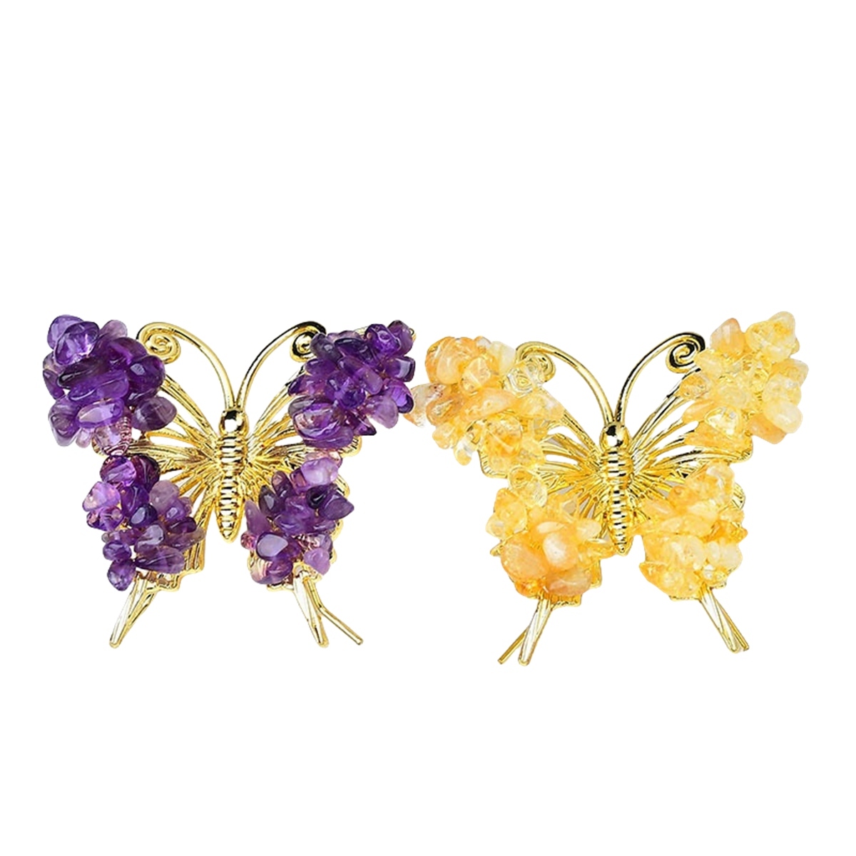 Butterfly Gemstone Decor for Office Table Home Chip Stone  Animal Ornament Decoration