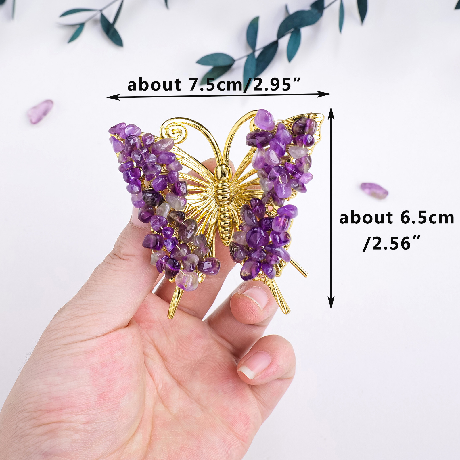 Butterfly Gemstone Decor for Office Table Home Chip Stone  Animal Ornament Decoration