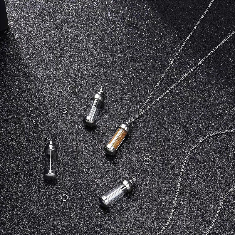 Vial Necklace Wishing Bottle Pendant DIY Jewellery Openable Screw Cap Steel Chain Lucky Charm Jars for DIY Jewelry Making