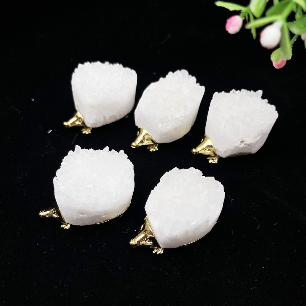 Druzy Crystal Hedgehog Miniature Figurines Animals Ornament Home Decoration