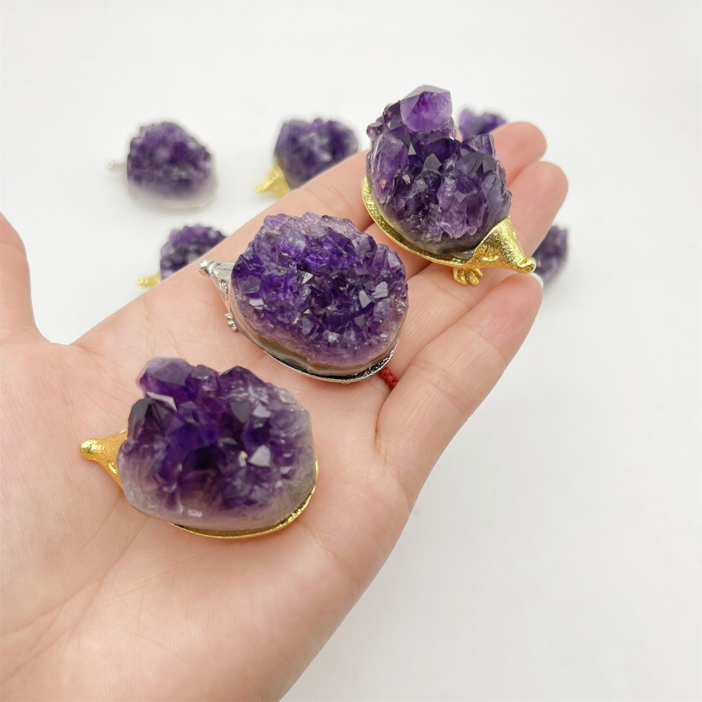 Druzy Crystal Hedgehog Miniature Figurines Animals Ornament Home Decoration