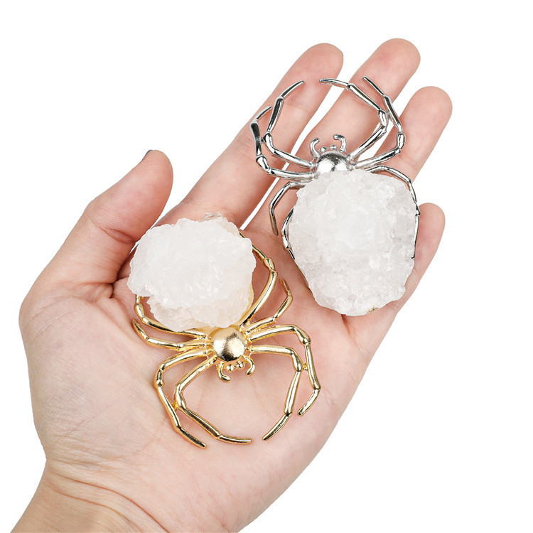 Druzy Crystal Spider Miniature Figurines Animals Ornament Home Decoration