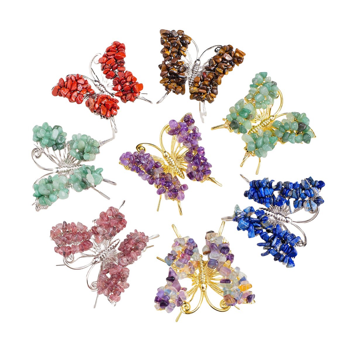 Butterfly Gemstone Decor for Office Table Home Chip Stone  Animal Ornament Decoration