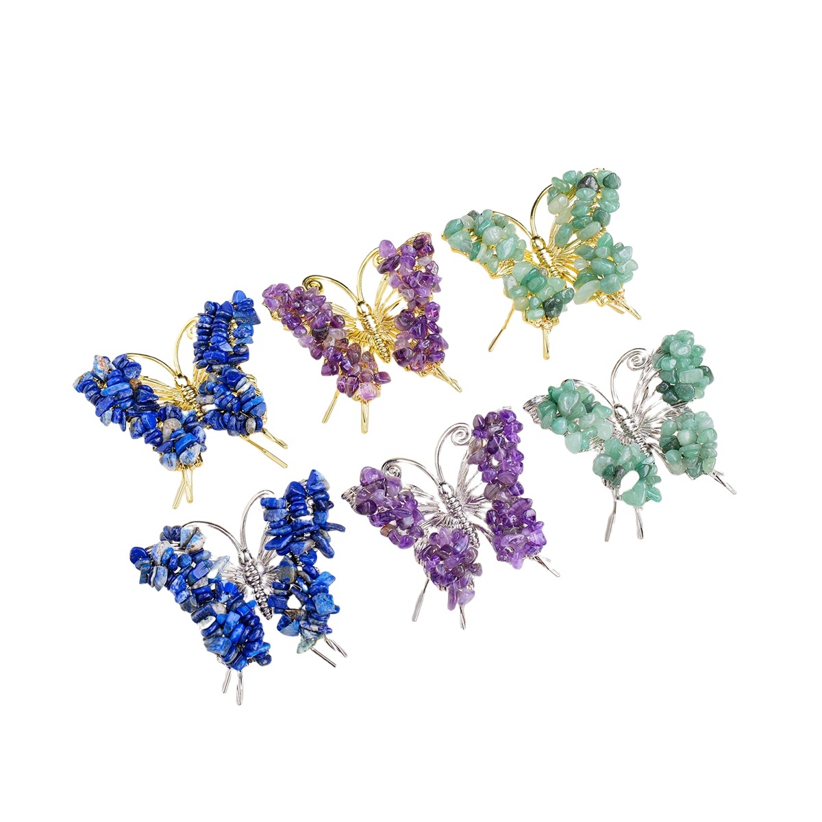 Butterfly Gemstone Decor for Office Table Home Chip Stone  Animal Ornament Decoration