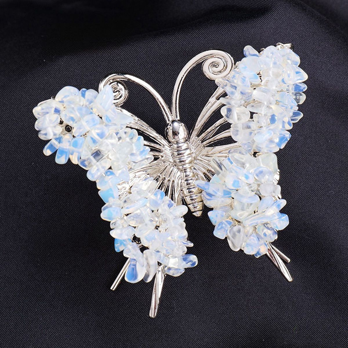 Opalite Butterfly Gemstone Decor for Office Table Home Chip Stone  Animal Ornament Decoration