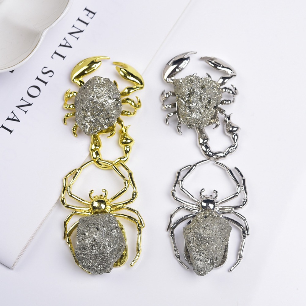 Druzy Crystal Spider Miniature Figurines Animals Ornament Home Decoration