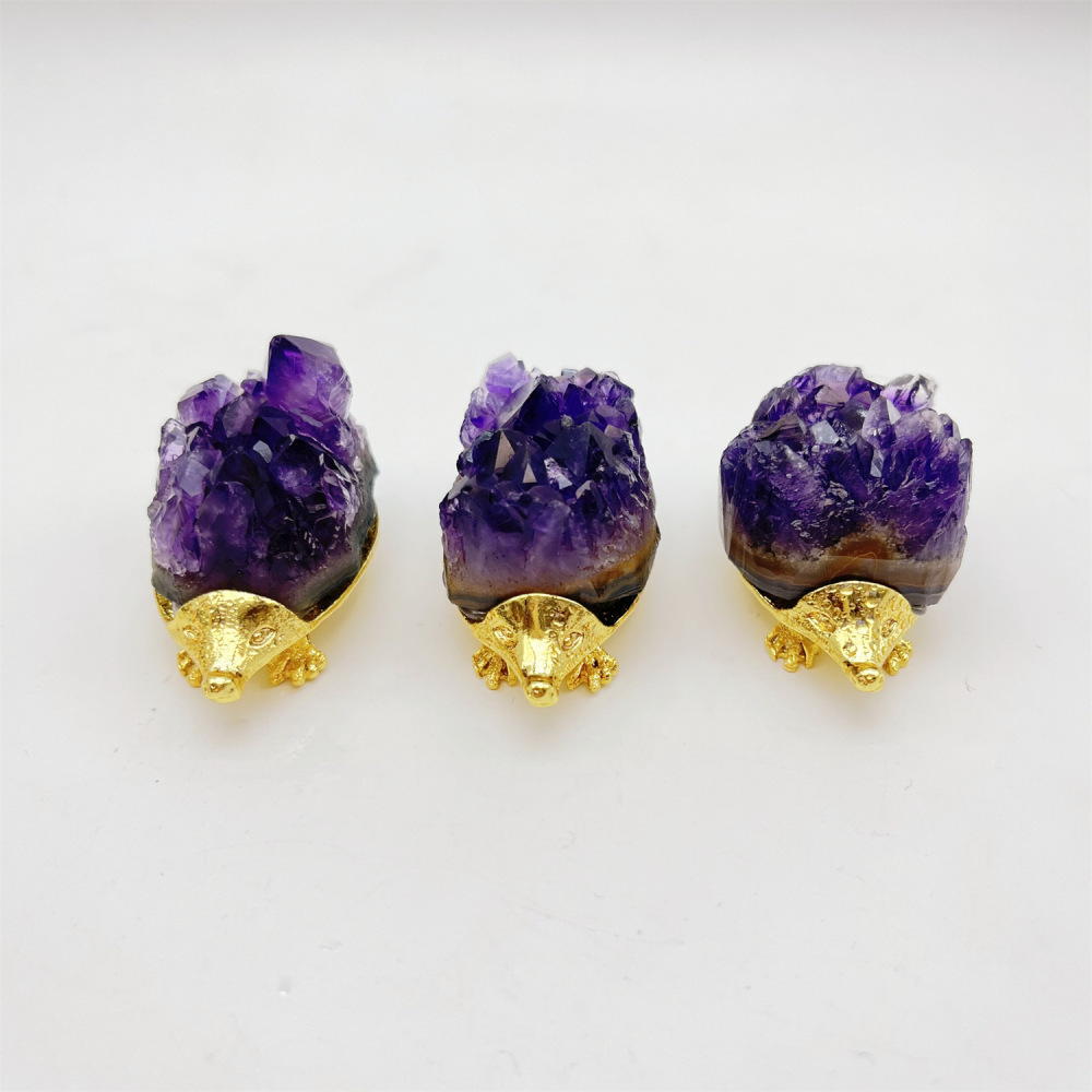 Druzy Crystal Hedgehog Miniature Figurines Animals Ornament Home Decoration