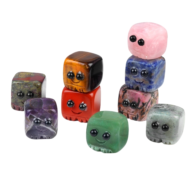 Gemstone 20mm Cube block Spirit "I'm here for you Handmade Craved Square Ornaments Home Decoration