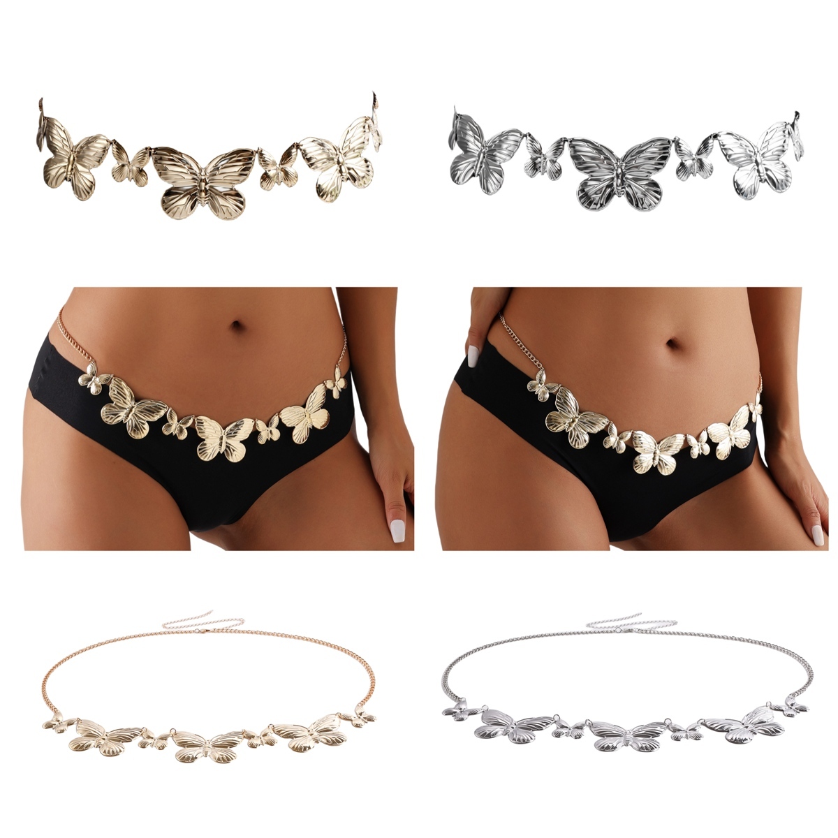 Butterfly Waist Chain for Women Girls Long Tassel Summer Jewelry Adjustable Dress Skirt