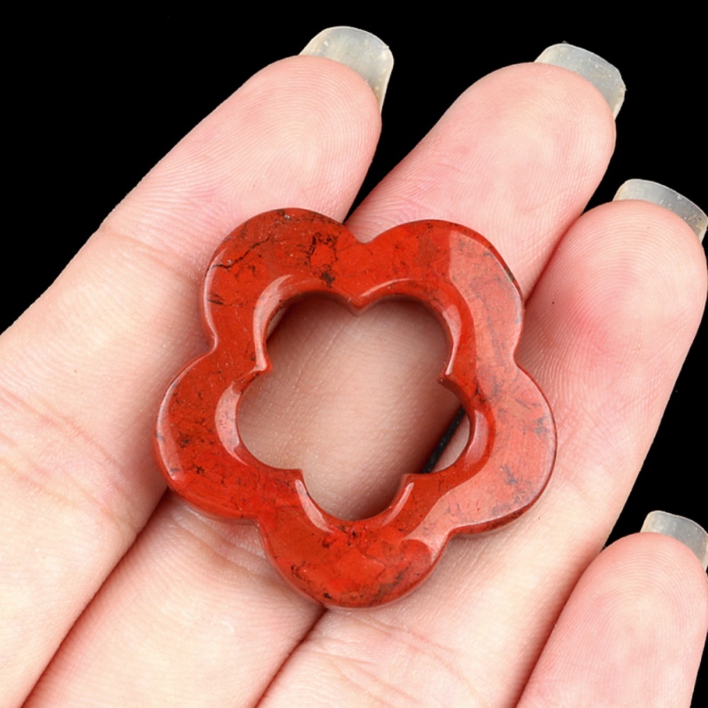 Handmade Craved 30mm Plum Blossom Gemstone Ornament Home Decoration Hollowed Flower Pendant for Making Jewelry