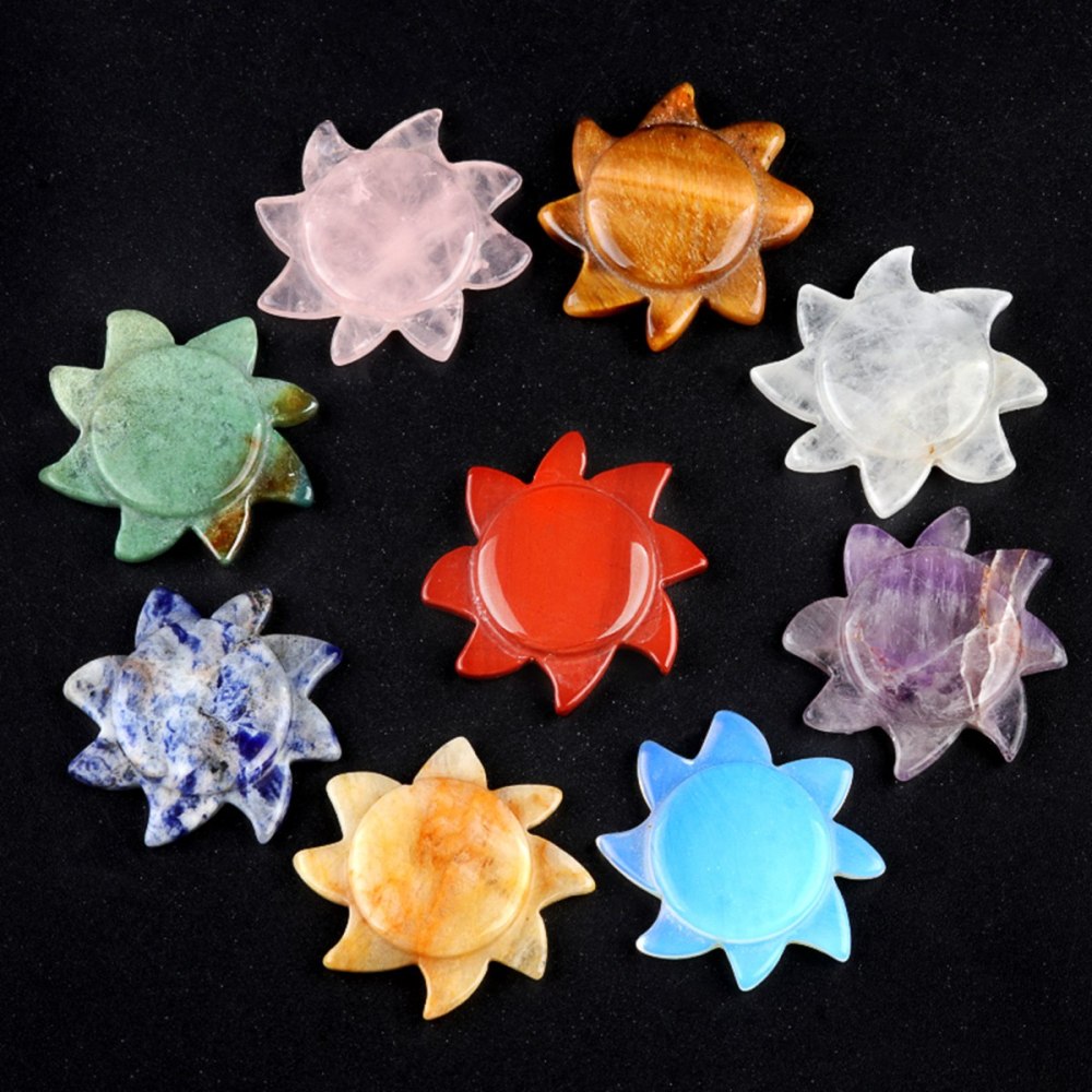 28MM Sun Gemstone Ornament Home DecorationHandmade Craved Solar Pendant for Making Jewelry