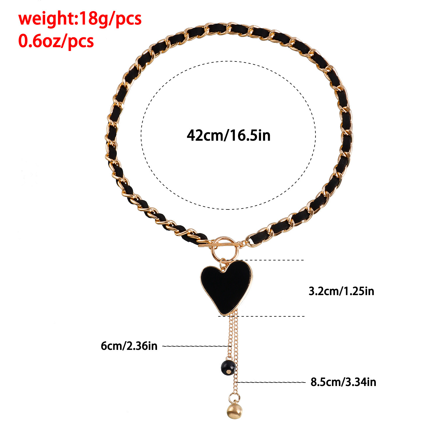 Love Heart Charms Black Velvet Wrapped Gold Chain Choker & Tassel Necklace