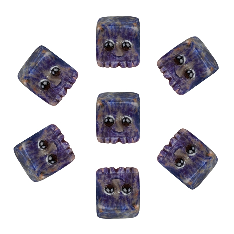 Sodalite Cube Gemstone Block Spirit "I'm here for you Handmade Craved 20MM Square Ornaments Home Decoration