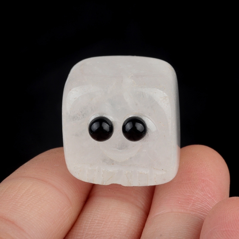 Clear Crystal Cube Gemstone Block Spirit "I'm here for you Handmade Craved 20MM Square Ornaments Home Decoration