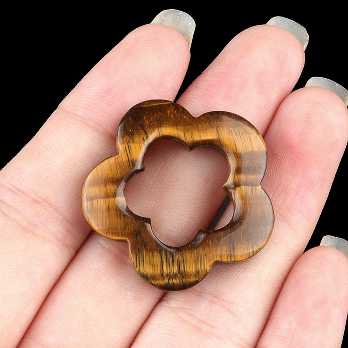 Handmade Craved 30mm Plum Blossom Gemstone Ornament Home Decoration Hollowed Flower Pendant for Making Jewelry