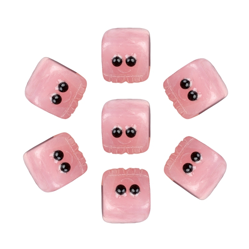 Rose Quartz Cube Gemstone Block Spirit "I'm here for you Handmade Craved 20MM Square Ornaments Home Decoration