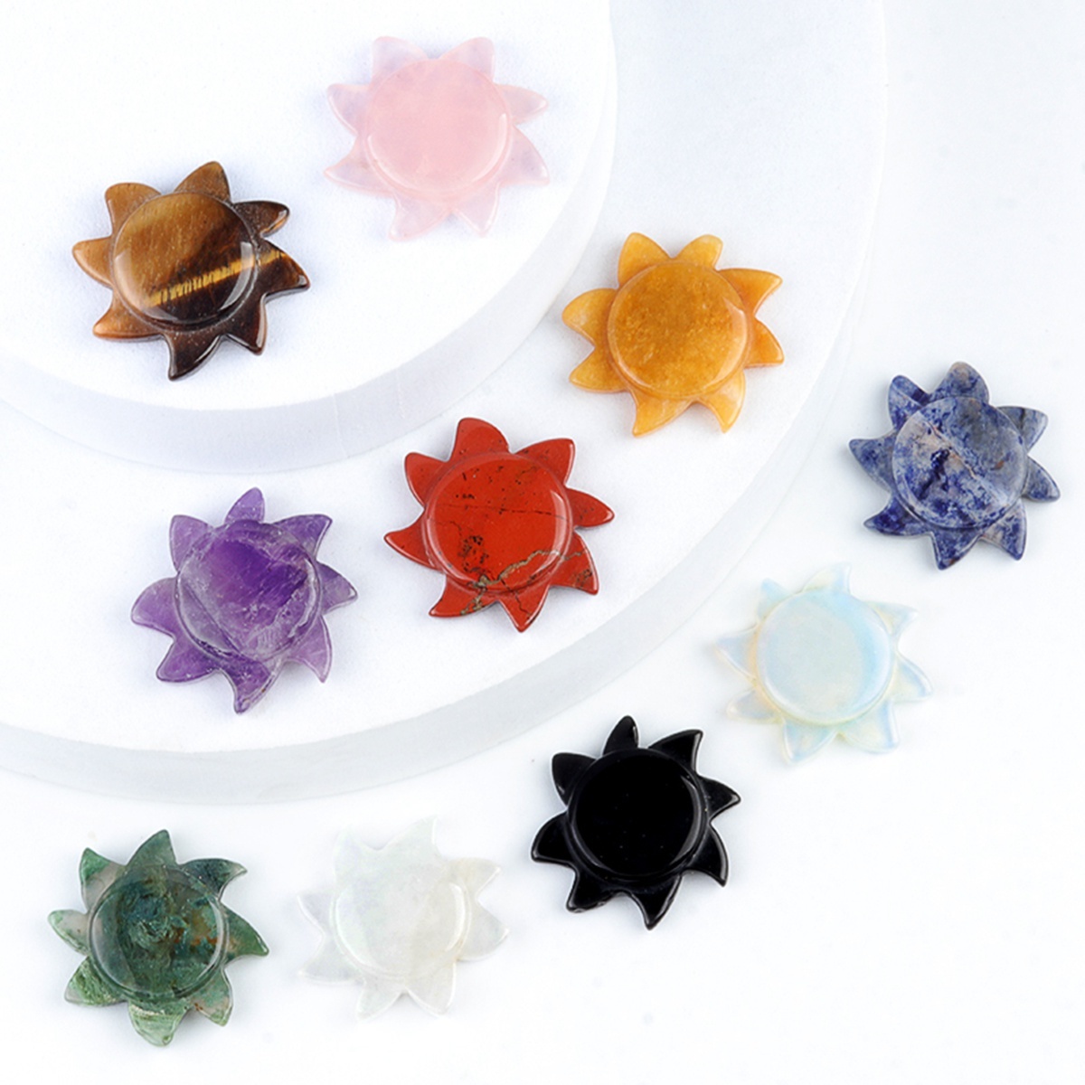 28MM Sun Gemstone Ornament Home DecorationHandmade Craved Solar Pendant for Making Jewelry