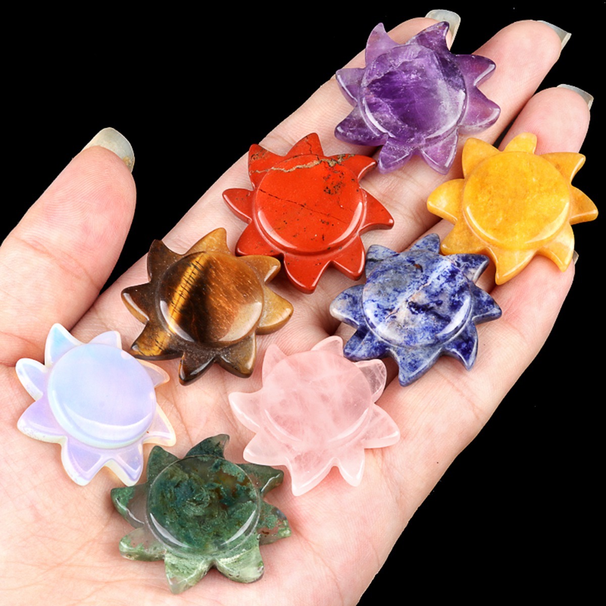 28MM Sun Gemstone Ornament Home DecorationHandmade Craved Solar Pendant for Making Jewelry