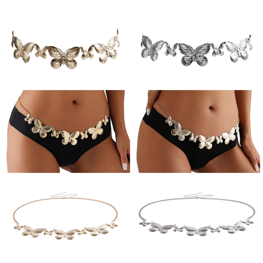 Butterfly Waist Chain for Women Girls Long Tassel Summer Jewelry Adjustable Dress Skirt