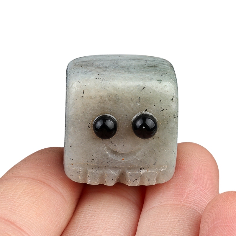 Labradorite Cube Gemstone Block Spirit "I'm here for you Handmade Craved 20MM Square Ornaments Home Decoration