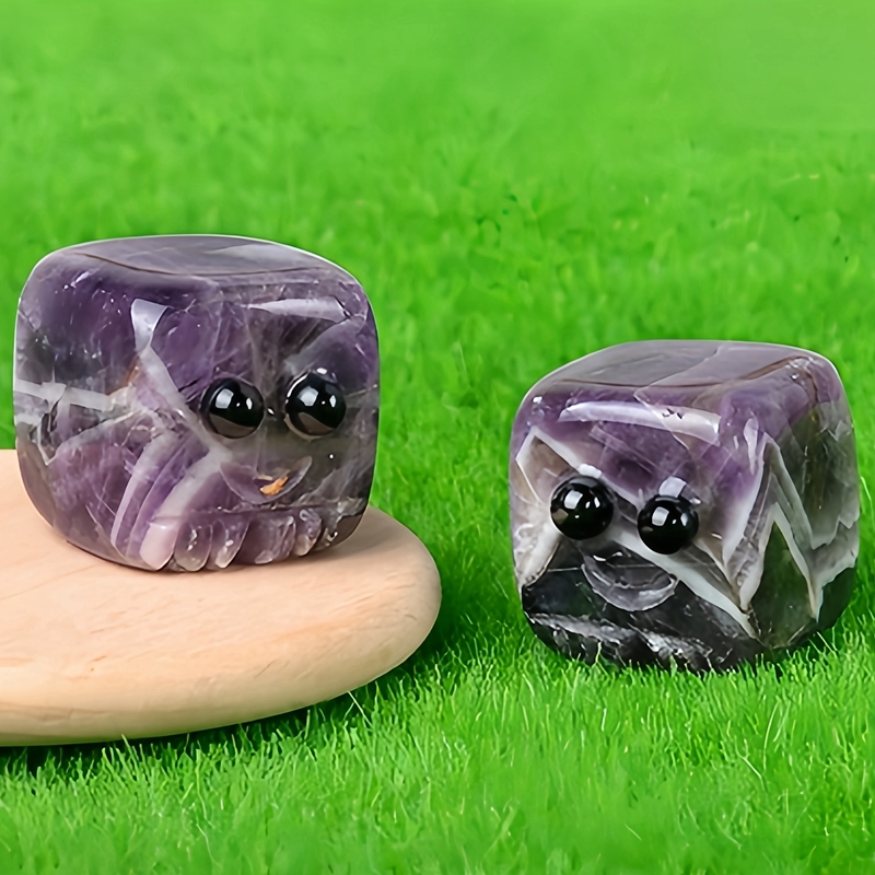 Amethyst Cube Gemstone Block Spirit "I'm here for you Handmade Craved 20MM Square Ornaments Home Decoration