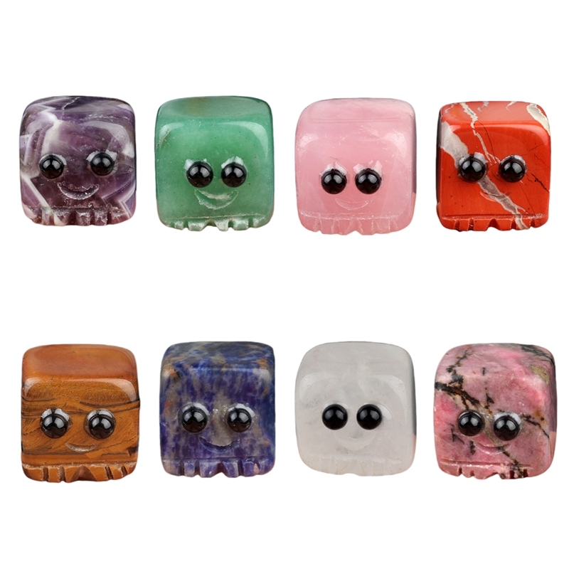 Gemstone 20mm Cube block Spirit "I'm here for you Handmade Craved Square Ornaments Home Decoration