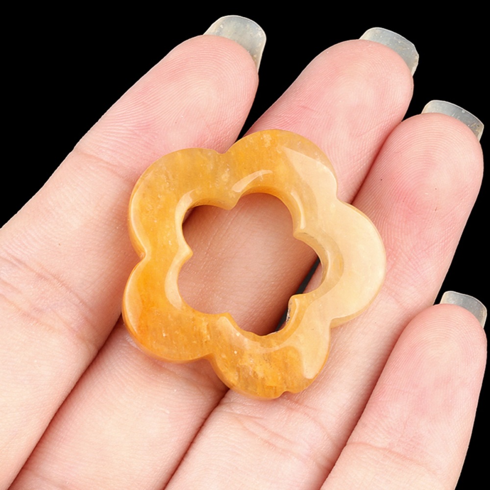 Handmade Craved 30mm Plum Blossom Gemstone Ornament Home Decoration Hollowed Flower Pendant for Making Jewelry