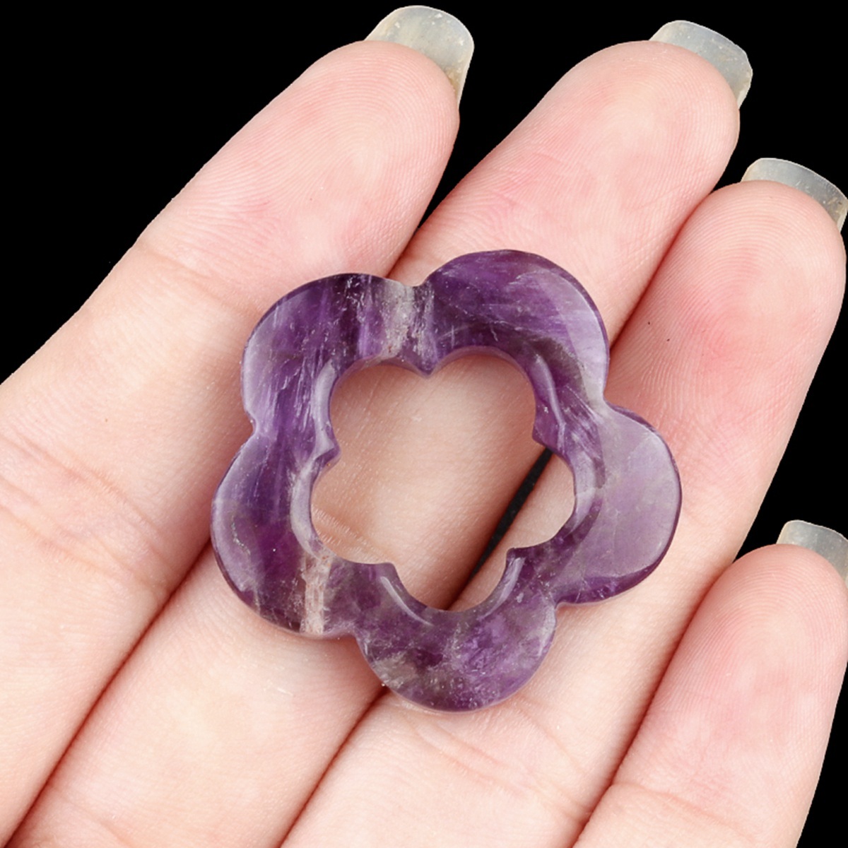 Handmade Craved 30mm Plum Blossom Gemstone Ornament Home Decoration Hollowed Flower Pendant for Making Jewelry