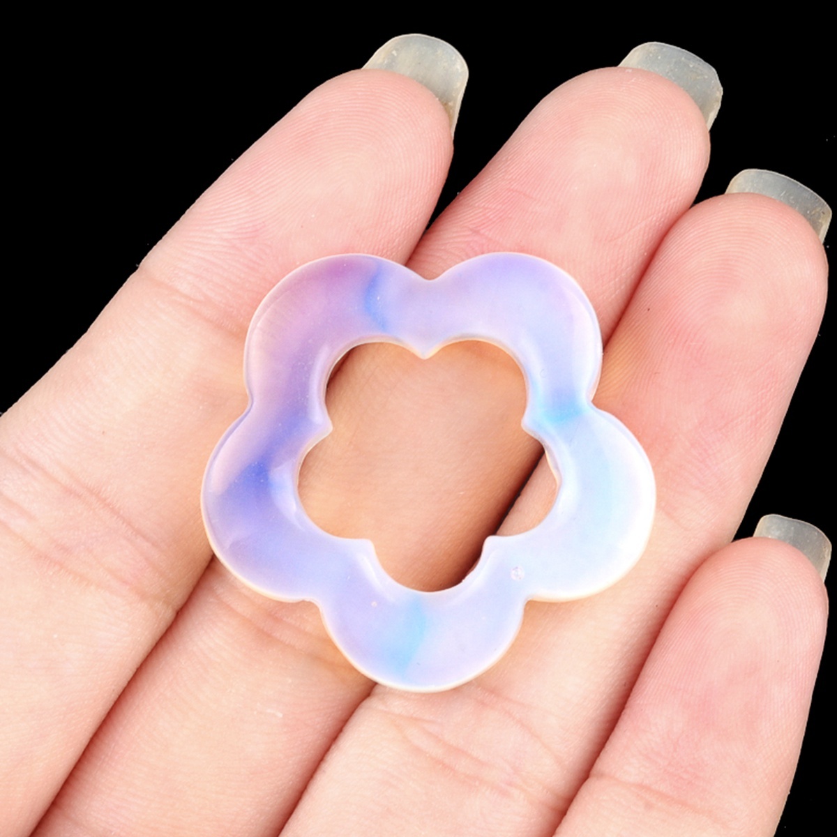 Handmade Craved 30mm Plum Blossom Gemstone Ornament Home Decoration Hollowed Flower Pendant for Making Jewelry